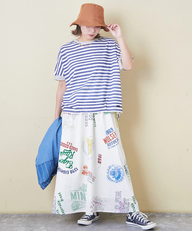 綿 ソフトボイル 総柄 プリント ギャザー スカート｜ファッション通販