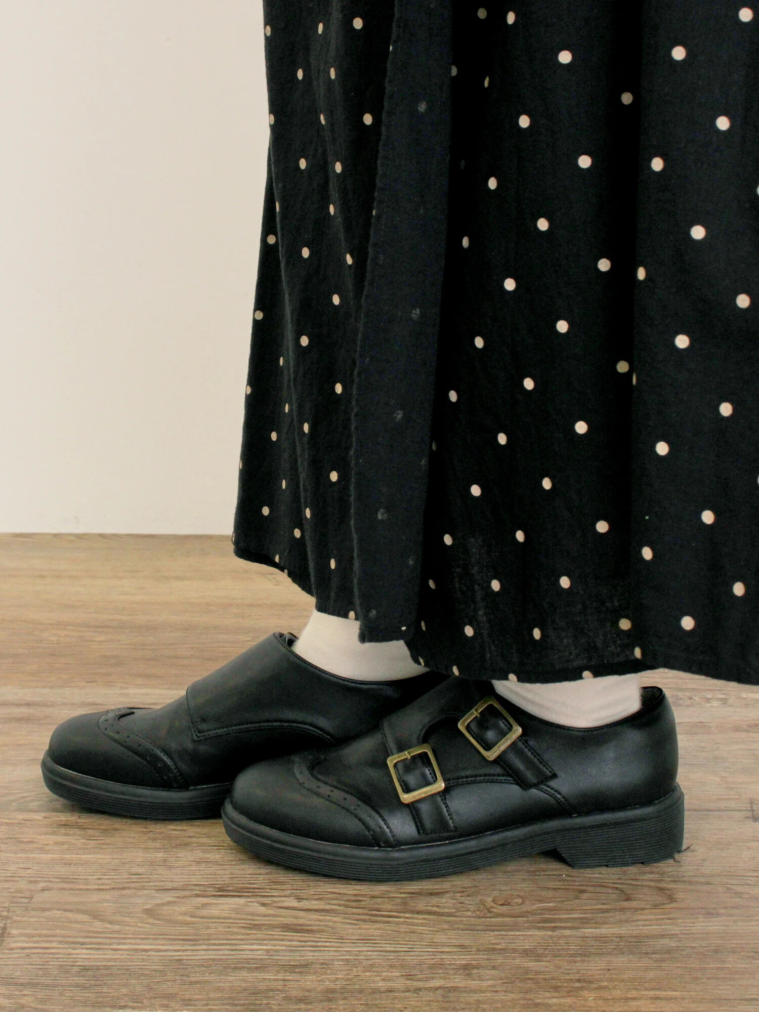 セール】 ダブルモンクストラップシューズ（ブラック/ブラウン