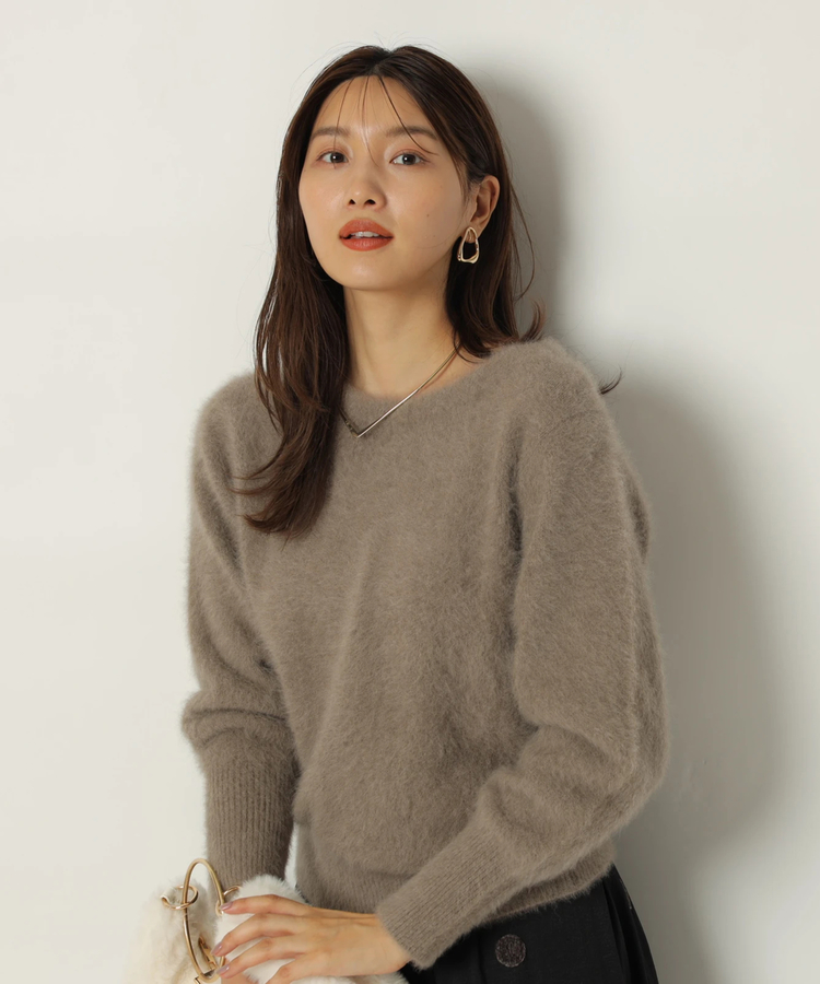 新品＊JUSGLITTY ビジュードットフラッフィーニット(コゲ茶) JUSGLITTY