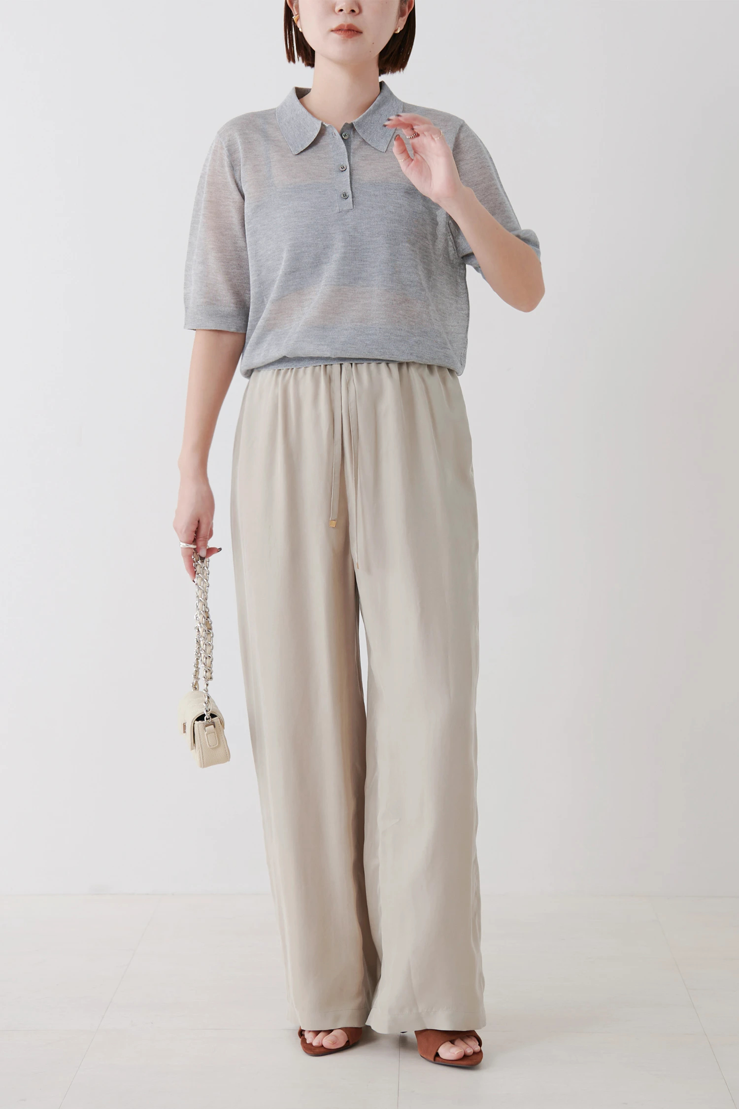 STATE OF MIND（ステートオブマインド）｜sheer lame polo knit