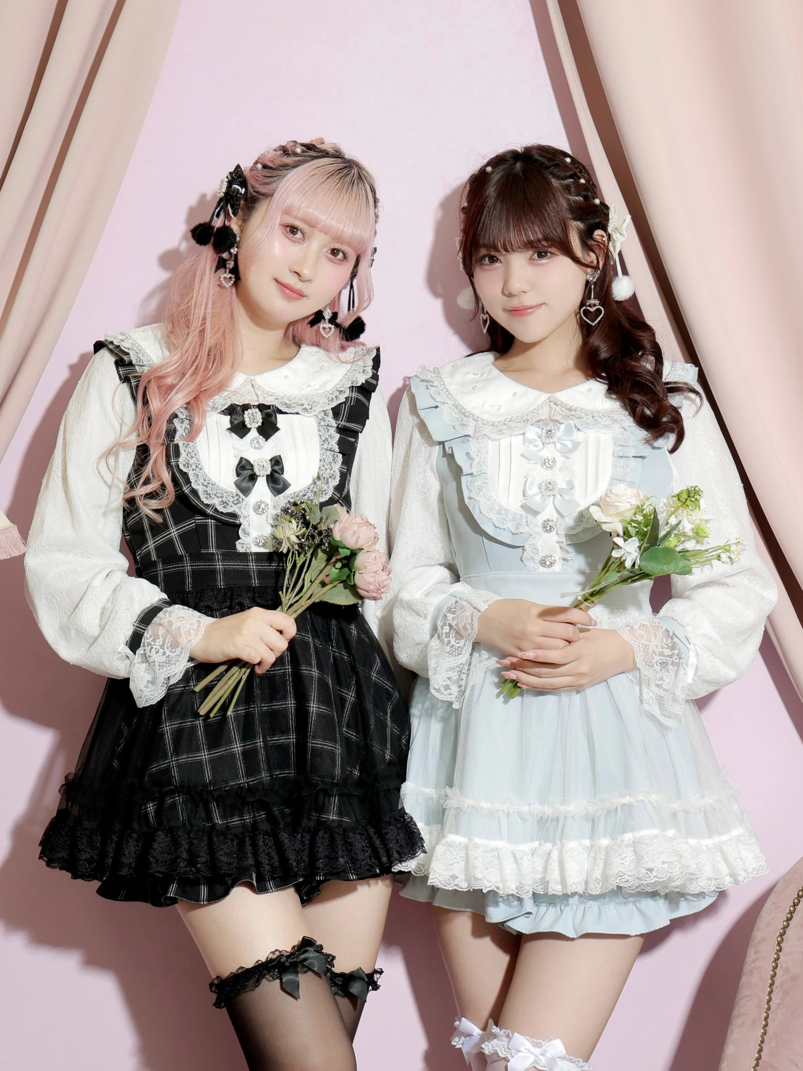 メニーリボンデコルテドレッシーセットアップ（セットアップ｜ピンク