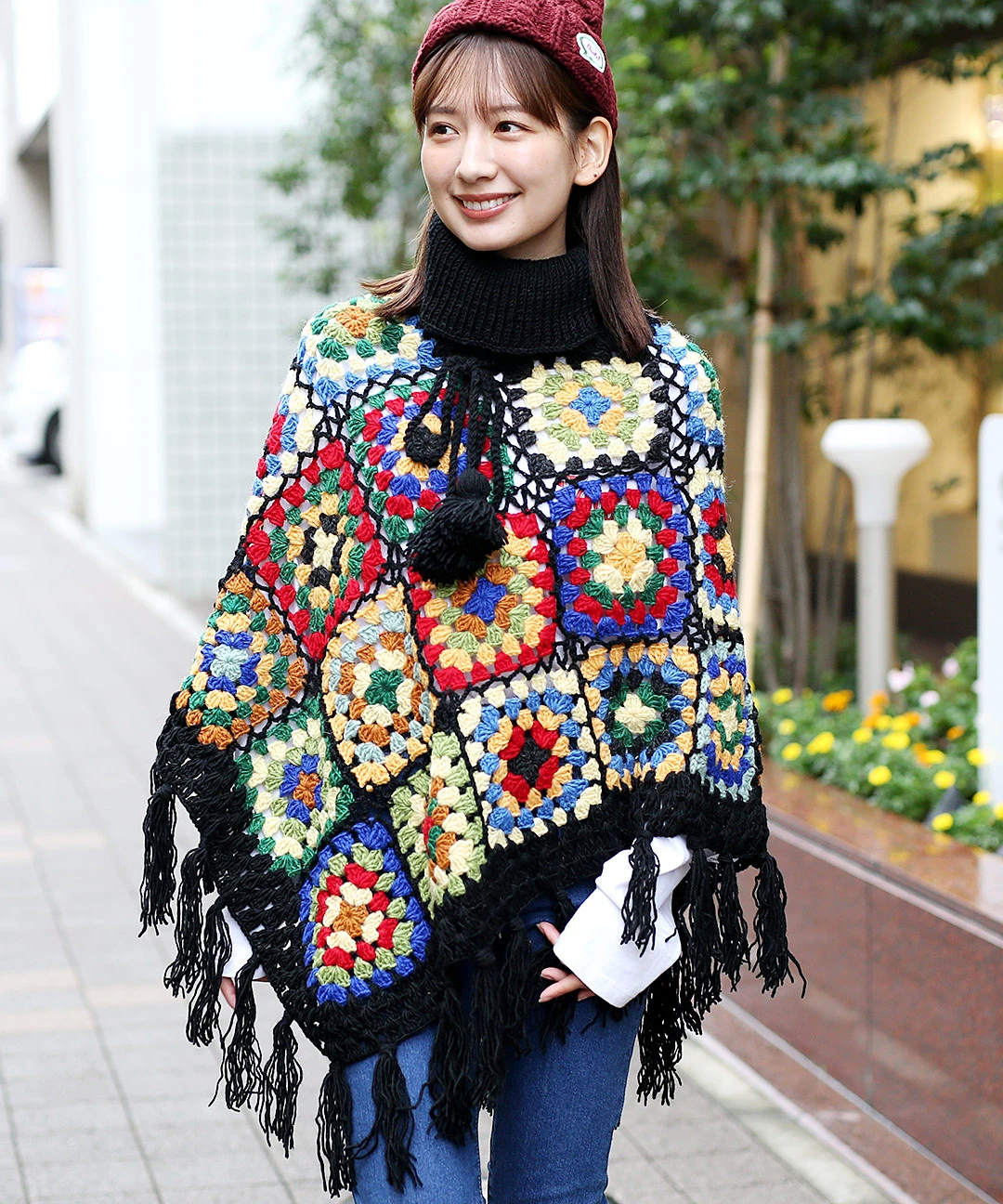 詩仙堂定番 リバーシブルポンチョ・ケープコート 詩仙堂定番