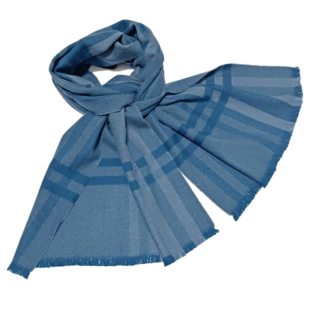 ロロピアーナ メンズ ウール100％ マフラー ブルー Loro Piana