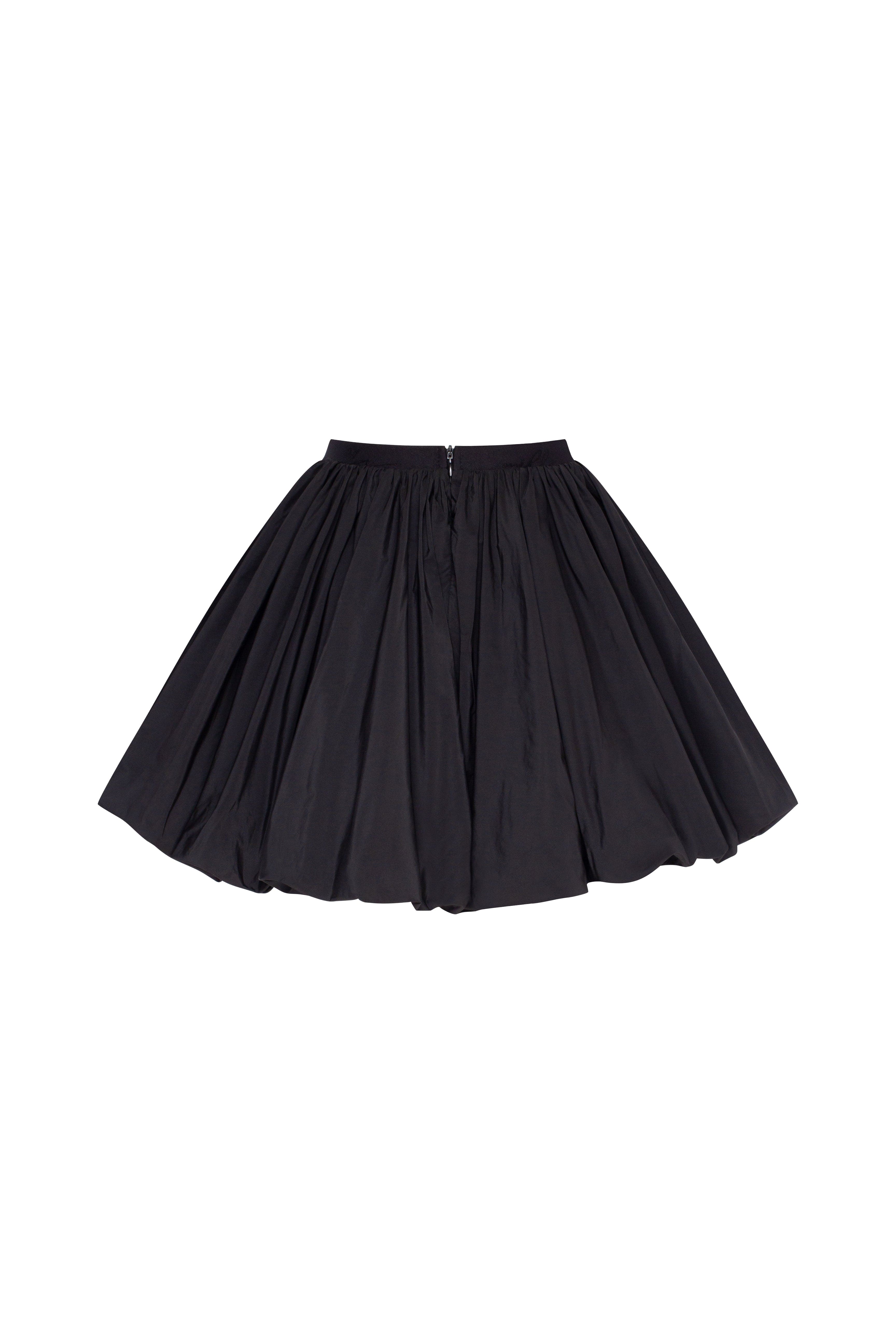 Balloon taffeta black mini skirt, Parisienne