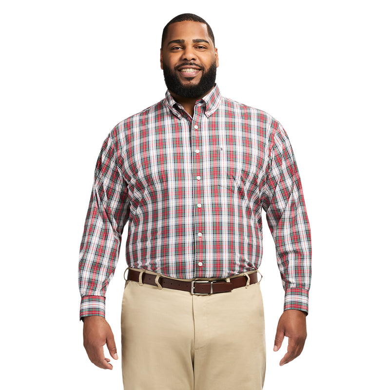 Big & Tall Holiday Tartan Long Sleeve Button Down Shirt - Scarlet
