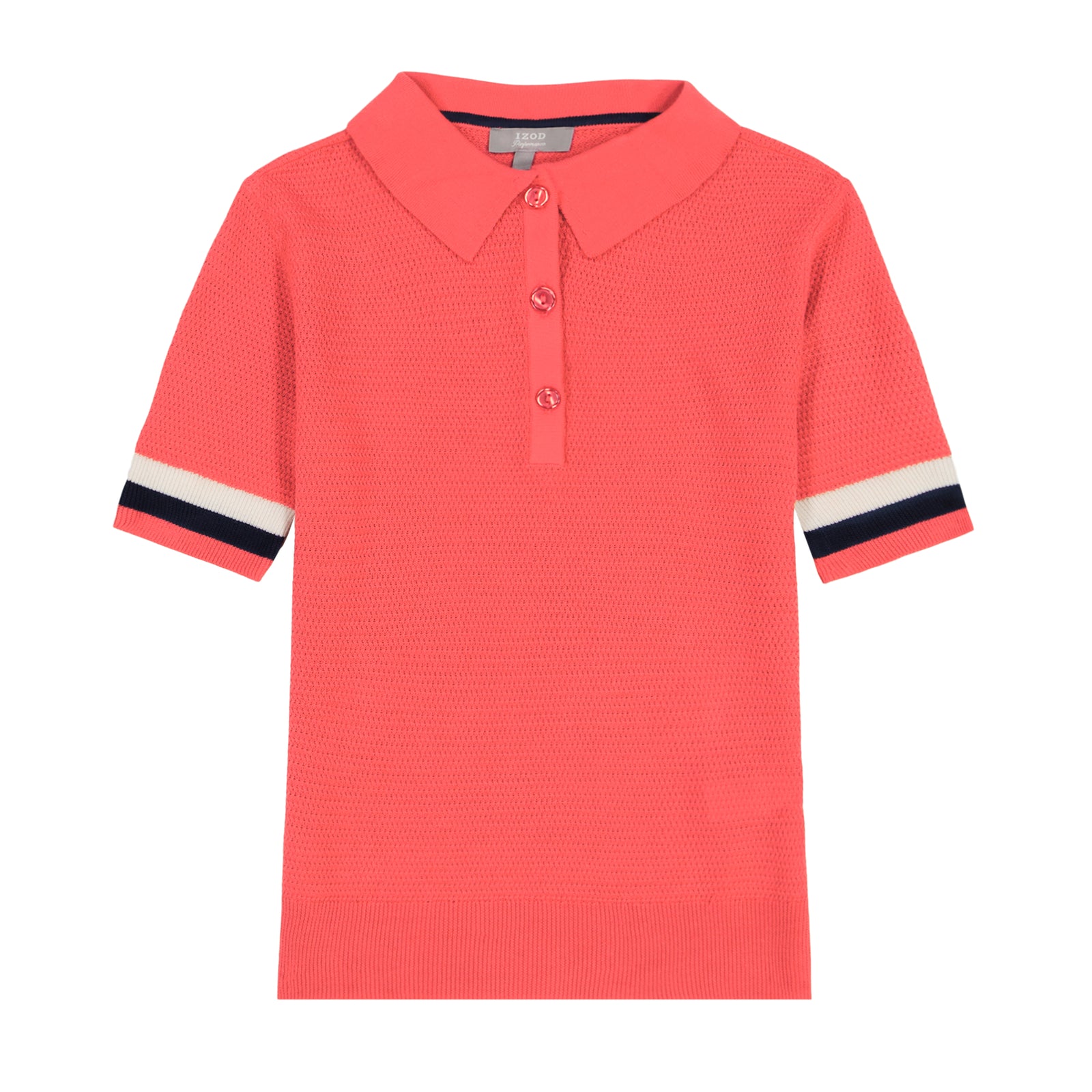 RAQUEL SHORT SLEEVE POINTELLE SWEATER POLO - CAYENNE – IZOD