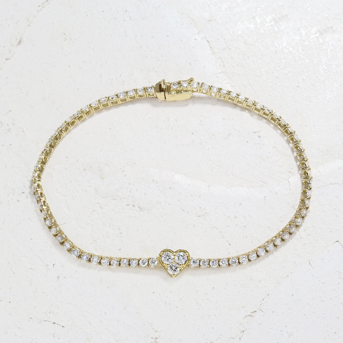 ハートモチーフ フルダイヤモンドブレスレット YG – JaMais Jewelry