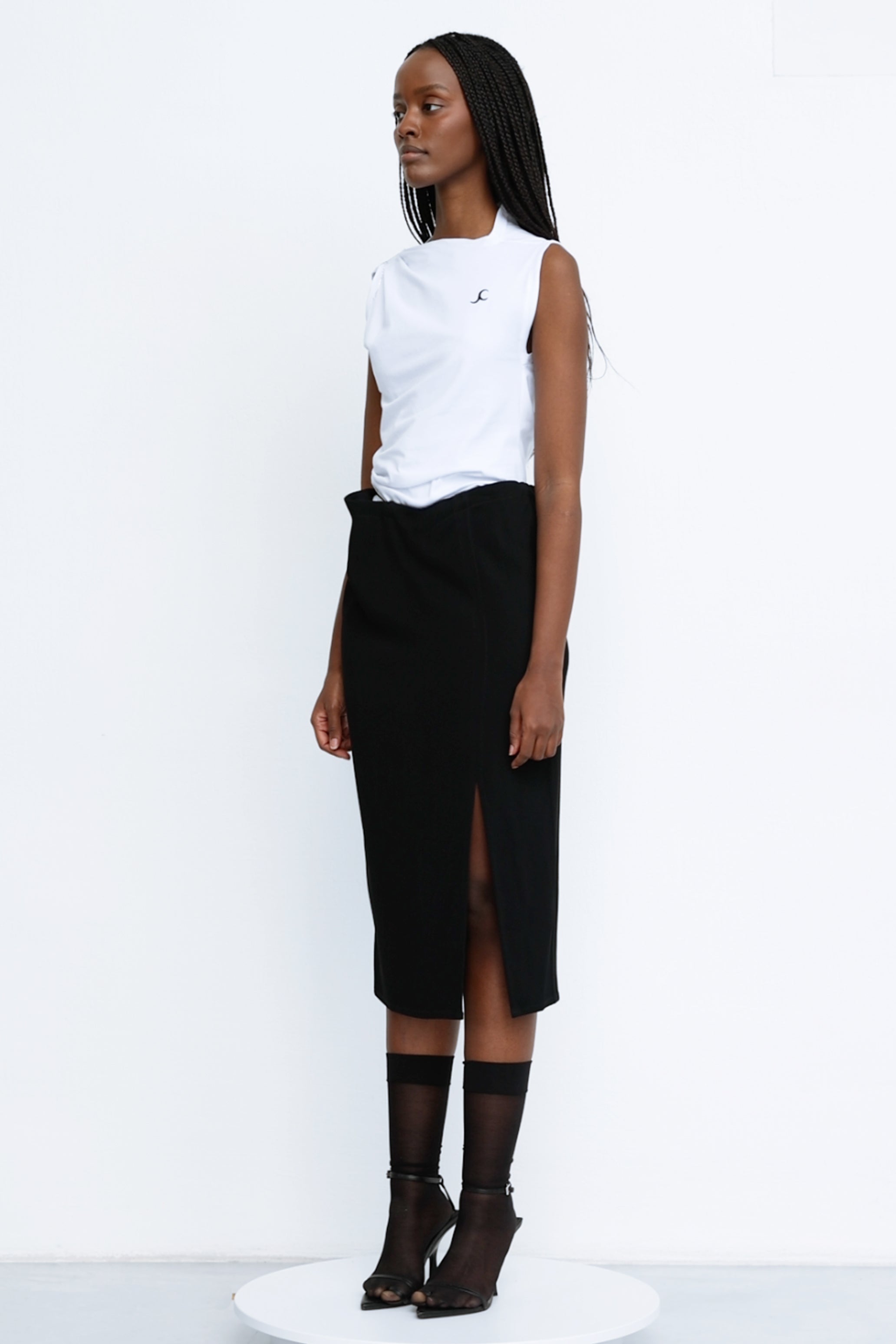 Midi Skirt with Draped Waist – Jade Cropper