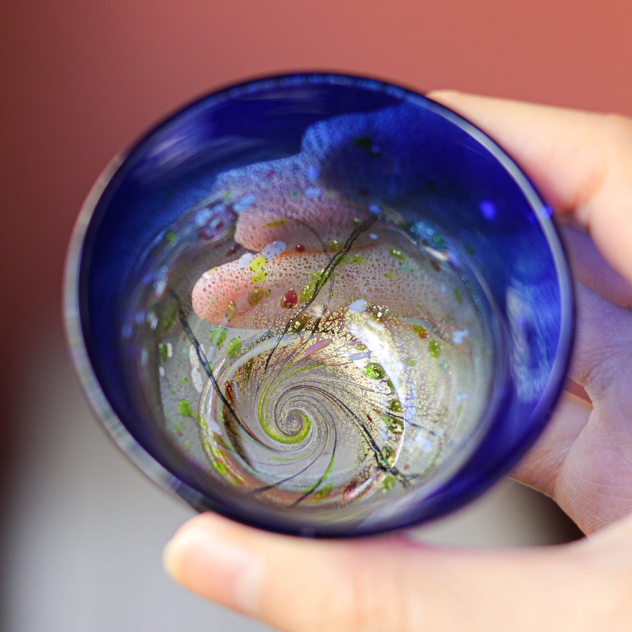 黒木国昭 青赤ガラスぐい呑みセット 箱付 【公式通販】