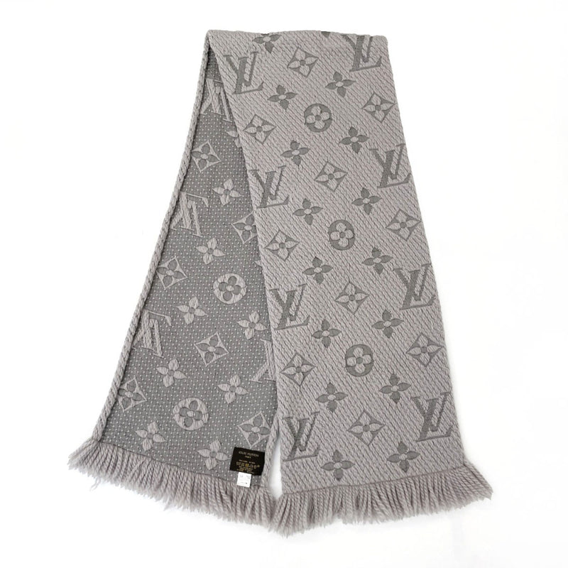 LOUIS VUITTON Scarf M74742 Escalp Logo Mania wool/silk gray gray