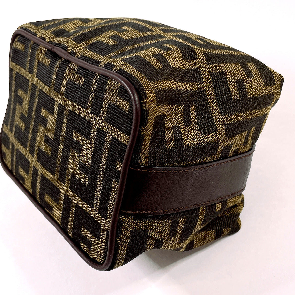 FENDI Pouch Vanity bag Zucca canvas/leather Brown Women Second