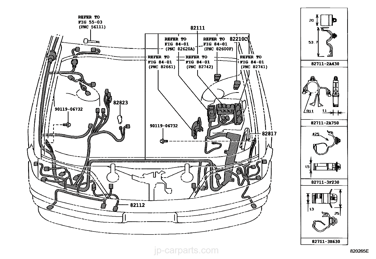 toyota | CRESTA | JZX100-CEPUF | 8202:WIRING & CLAMP | Parts list