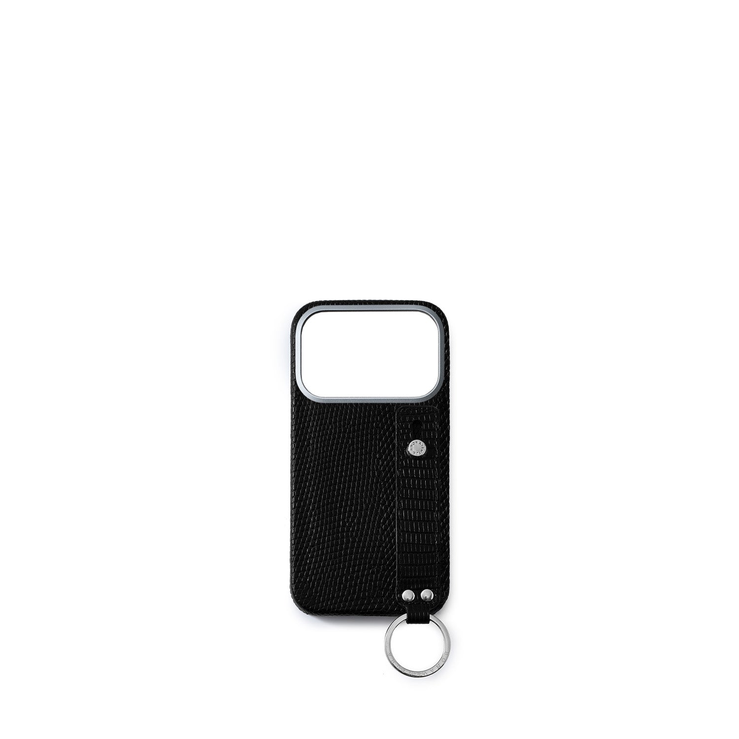 iPhone 17 Pro) ハンドル付き バックカバーケース リザードエンボスレザー