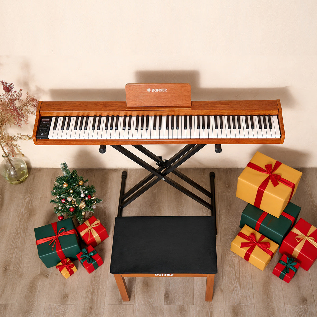 DK-10S 61鍵 電子キーボード ピアノ 光る鍵盤 500音色 300リズム 軽量