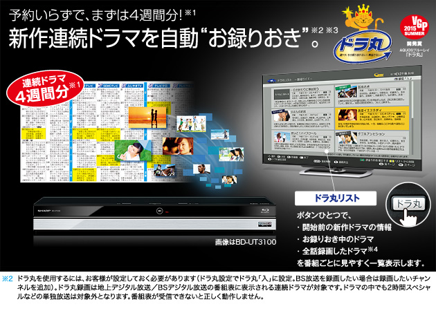 特長 | BD-UT3100 | AQUOSブルーレイ：シャープ