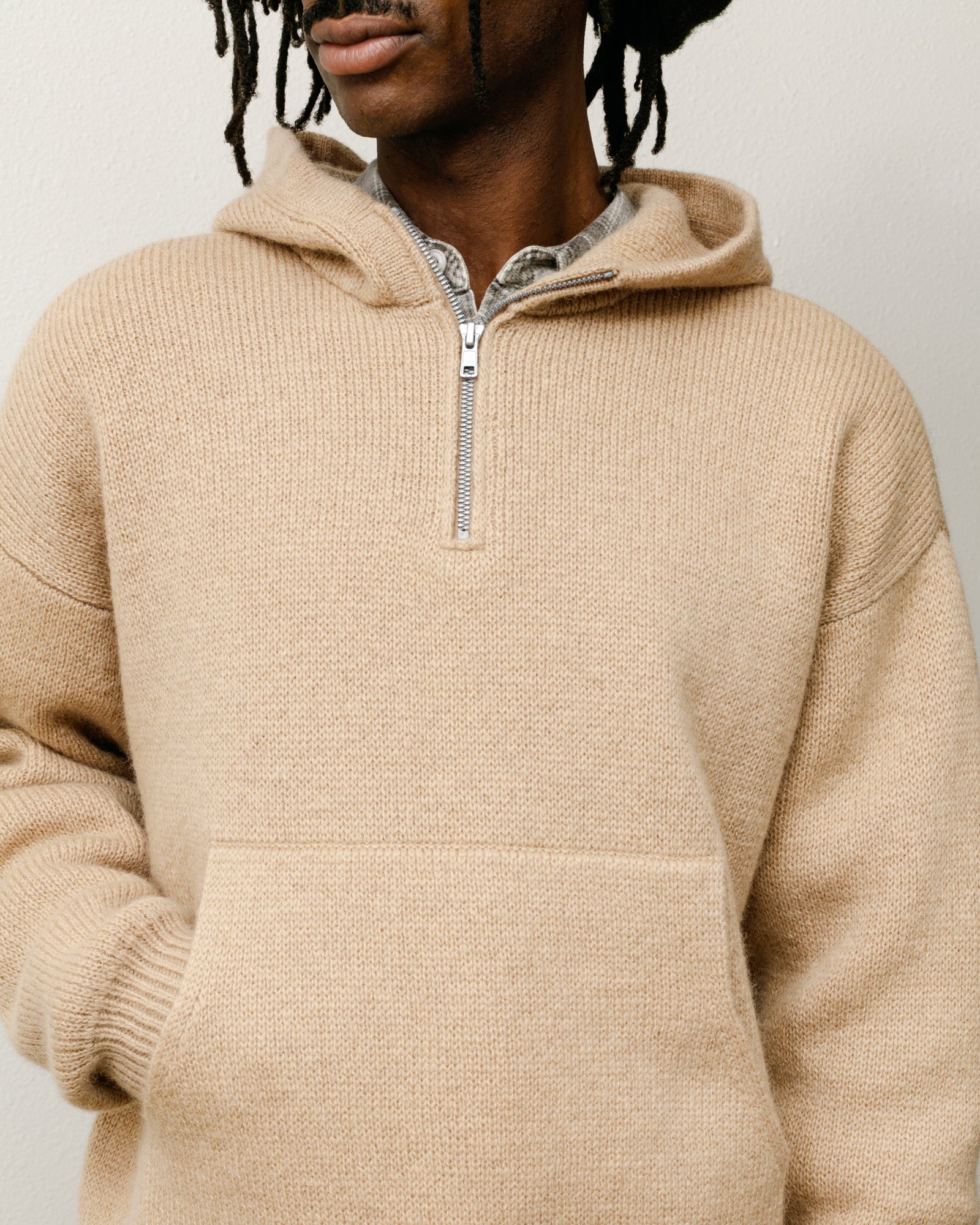 Quarter Zip Knit Hoodie – Tan | Tops & Knits | Stüssy Japan