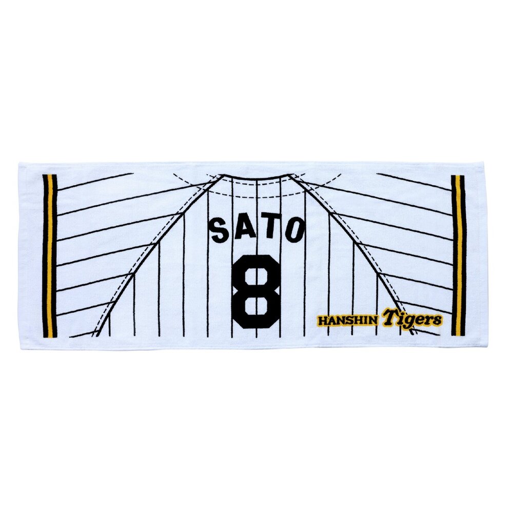 Tigers応援プリントユニフォーム柄フェイスタオル(ホーム)|12JRXTB7