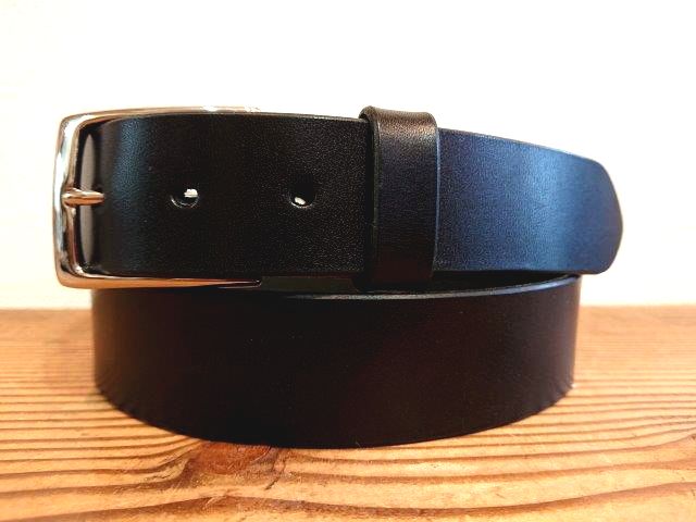 栃木レザーベルト ブラック 35mm ビジネスベルト／スーツベルト 【帆