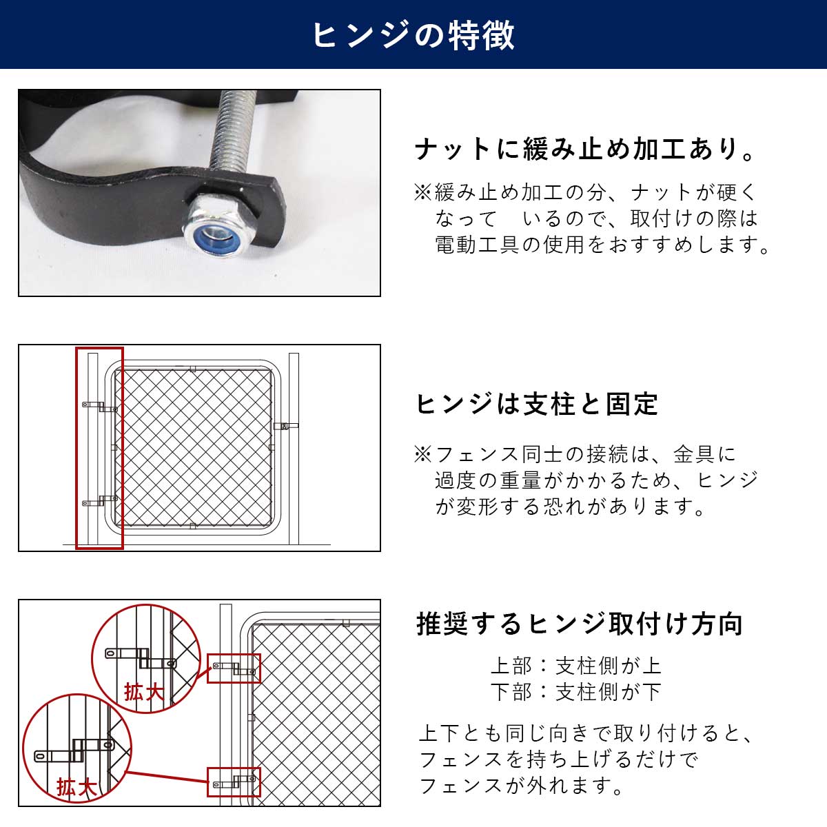 アメリカンフェンス 両開き扉金具セット ヒンジA4個＋ダブルドアラッチ