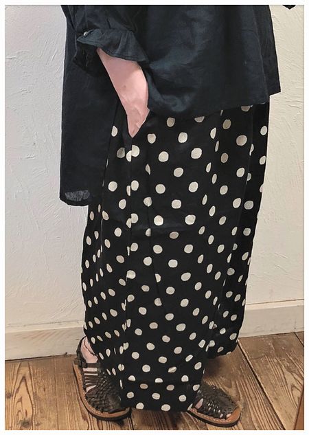 ichi（イチ） 191117 リネンドットワイドパンツ パンツ ドット ワイド