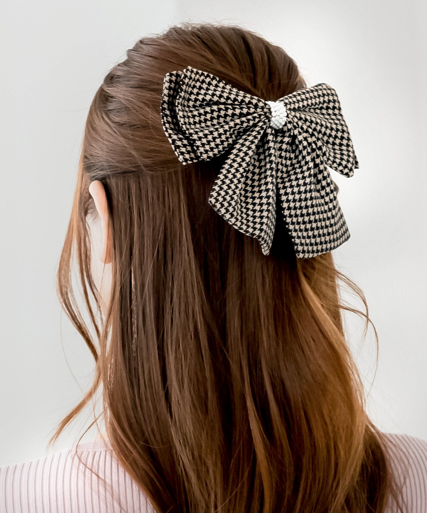 千鳥格子柄リボンバレッタ JB24684 | レディースファッション通販