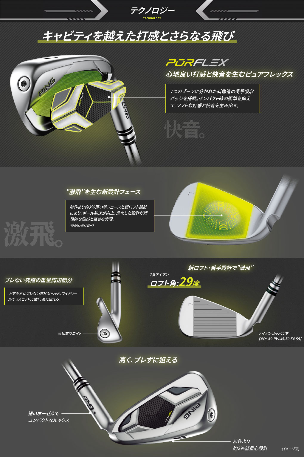 ピン PING G430 アイアン 6本セット(6I-9I,PW,45) メンズ ダイナミック