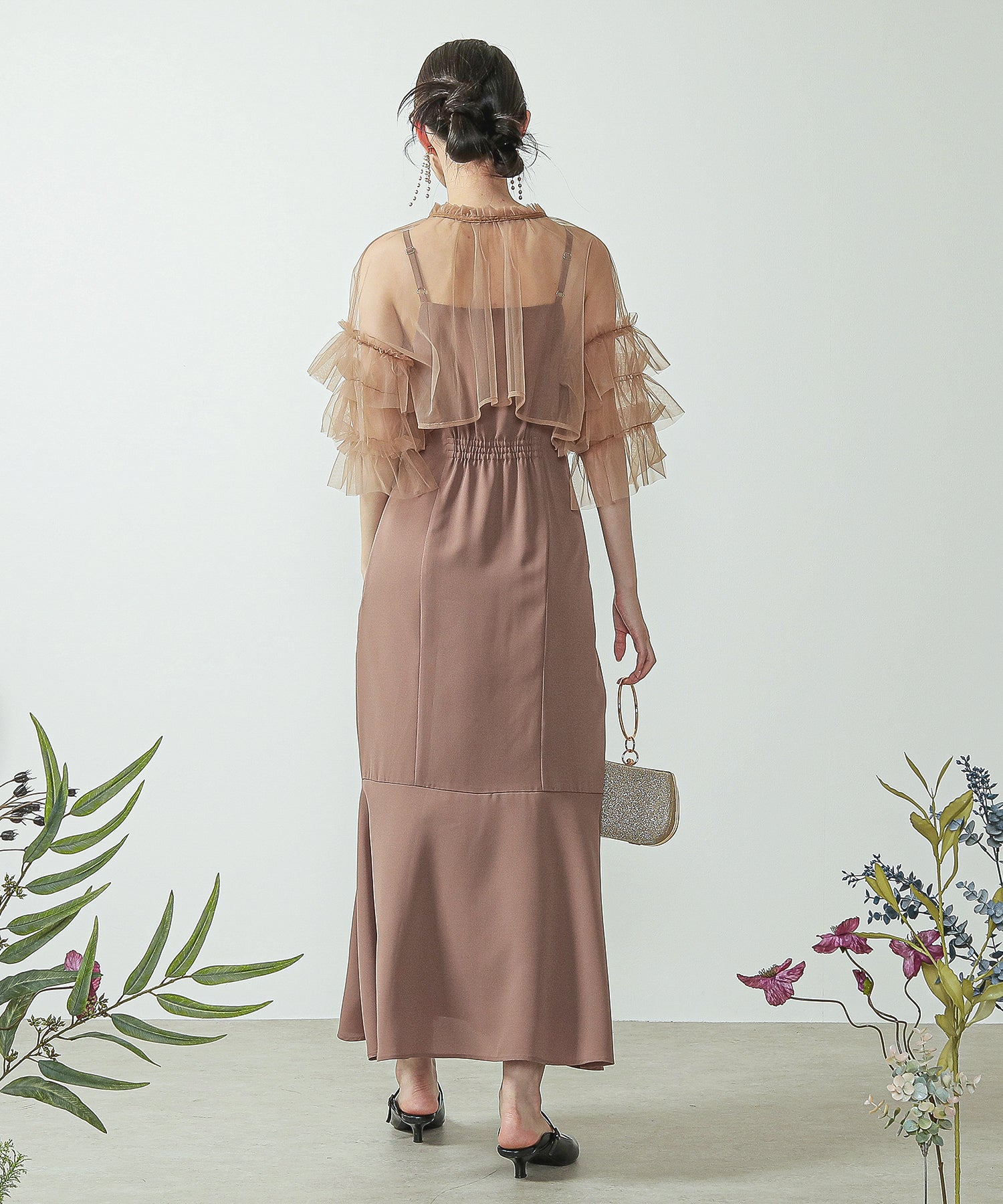 チュール ティアード ボレロ 3way キャミワンピース ドレス