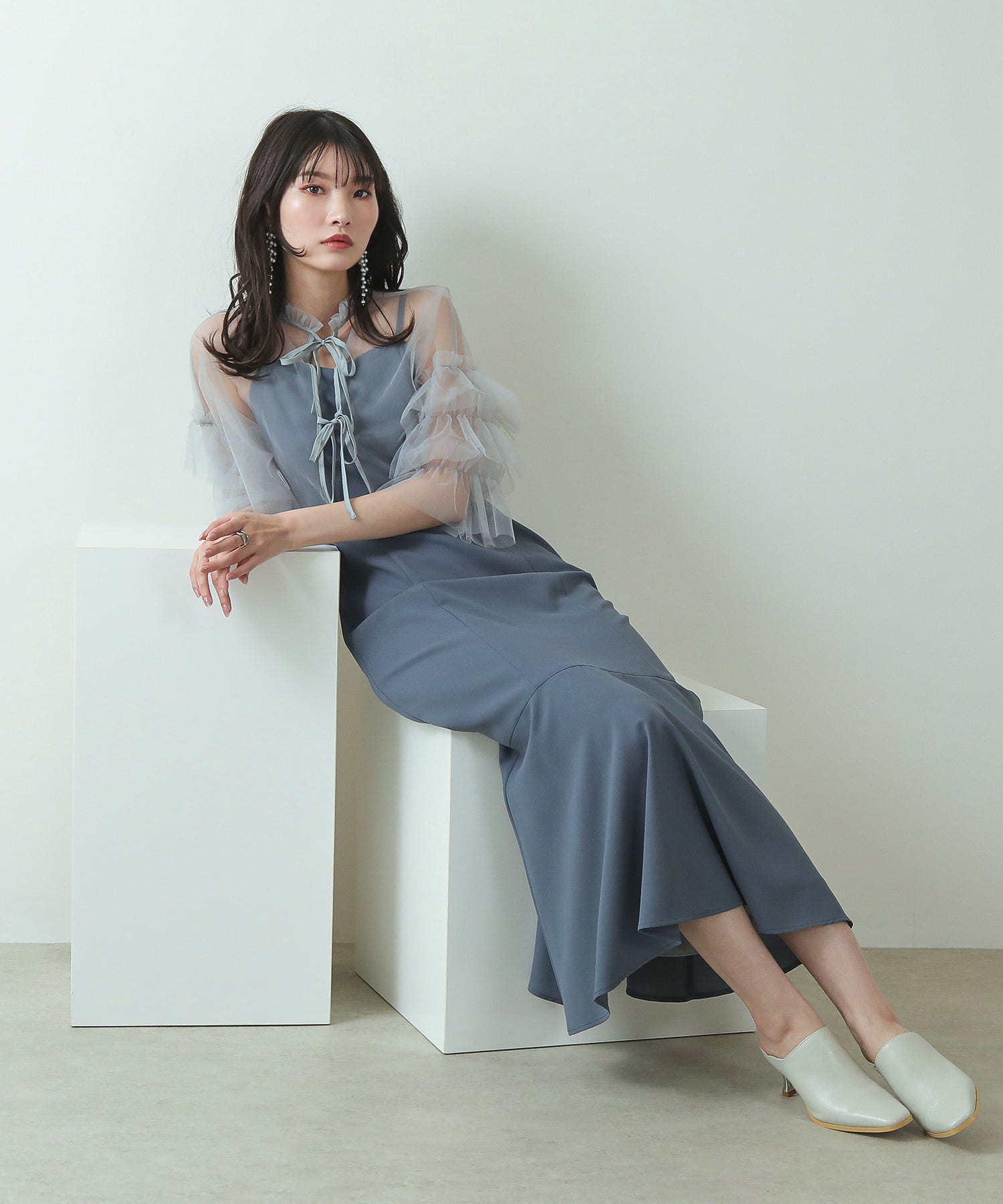 チュール ティアード ボレロ 3way キャミワンピース ドレス