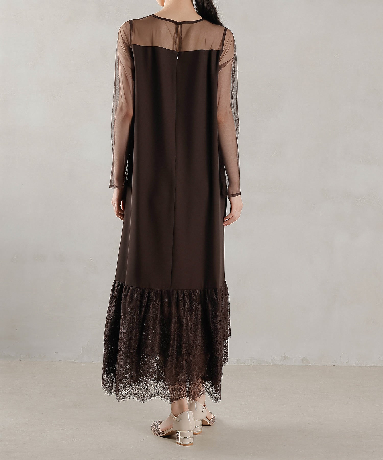 ジレ×レース フリルワンピース 2点セット パーティー ドレス