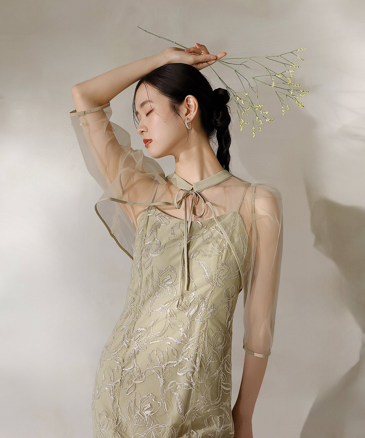 チュールボレロ 刺繍キャミワンピース 2点セット パーティー ドレス