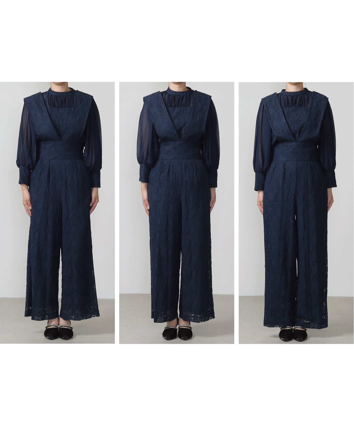 幾何学柄 レース セットアップ パンツ オケージョンドレス