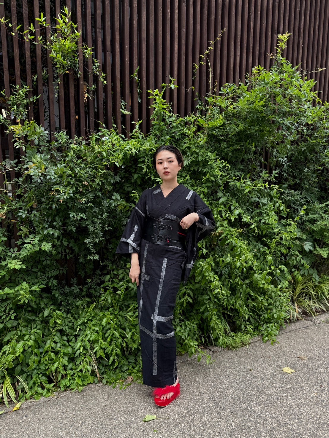 破れ格子 黒／Vintage箔（誉田屋源兵衛）：浴衣