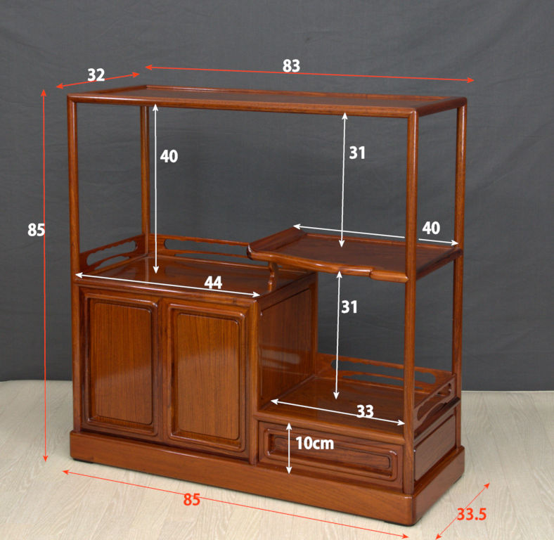 飾り棚: 花梨 生地色吹き抜2.5尺棚 no.3008 / 唐木家具OSAKA