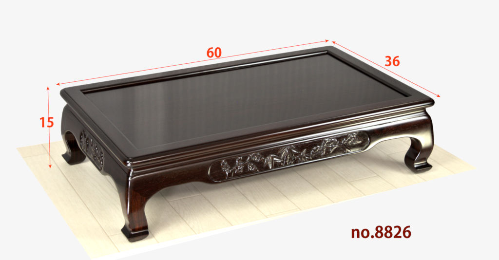 花台: 紫檀 松竹梅彫り 2尺 平台 唐木家具 no.8826 / 唐木家具OSAKA