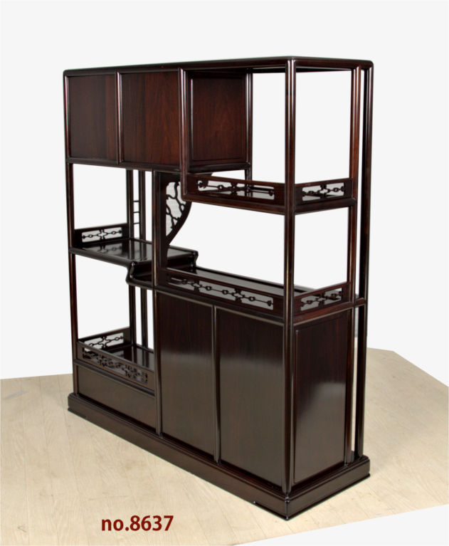 飾り棚:紫檀 隅丸 4枚戸 コブ板 3.5尺 (仕上げ完成品) no.8637 / 唐木