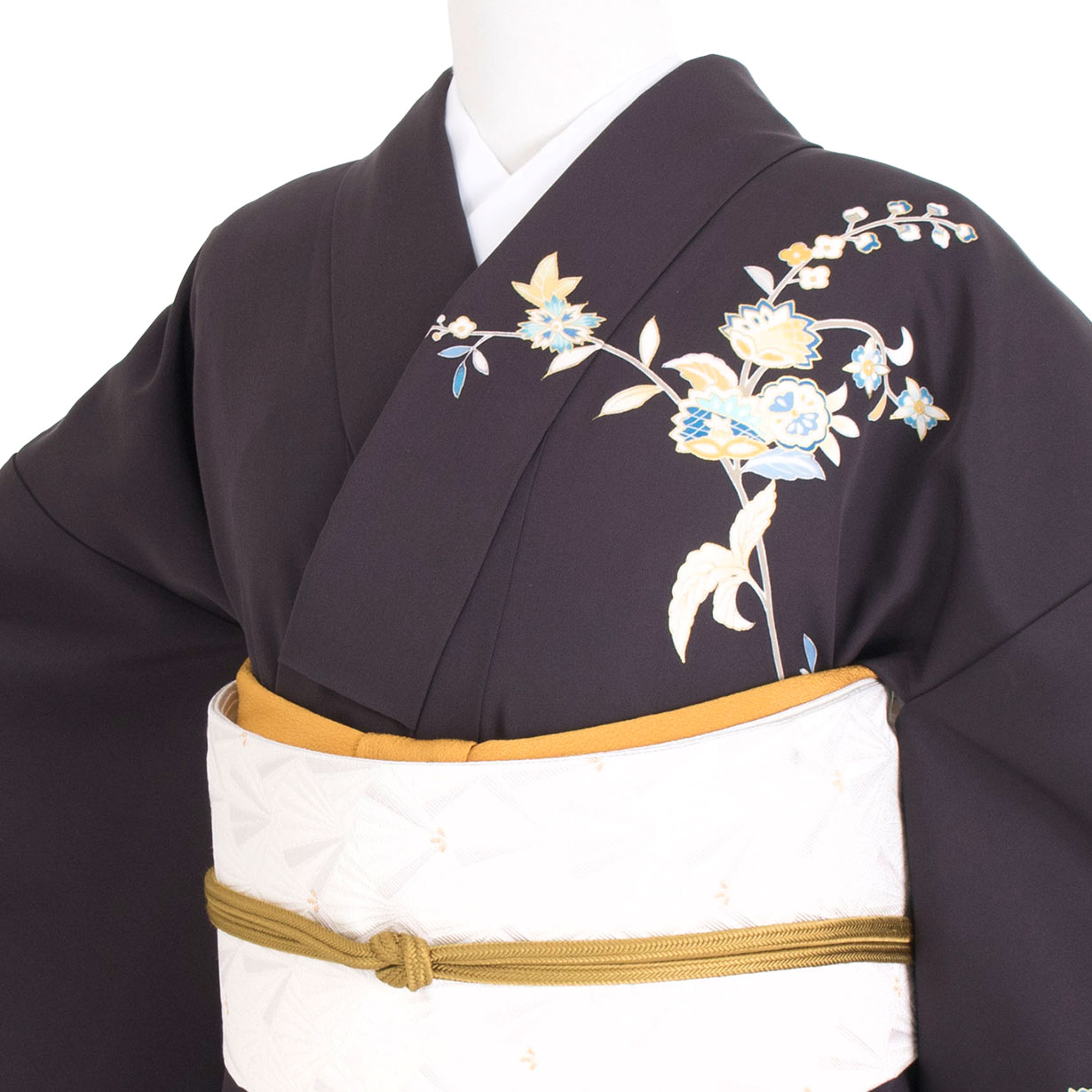 訪問着レンタル| 濃紺地に唐花文様の訪問着(袷) | 宅配着物レンタルの