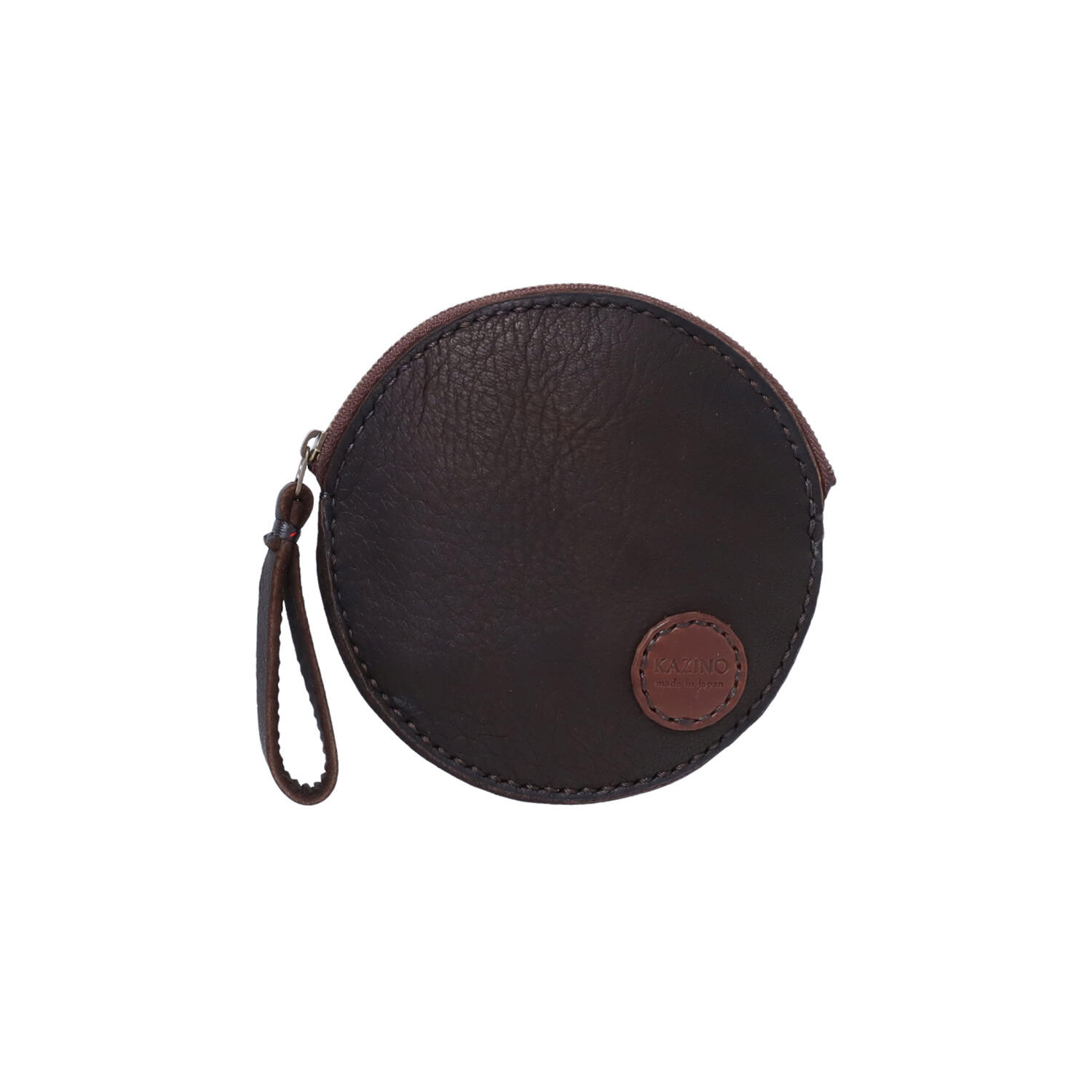 総手縫い 鹿革 円形 丸型 コインケース ポーチ | 株式会社 KAZINO