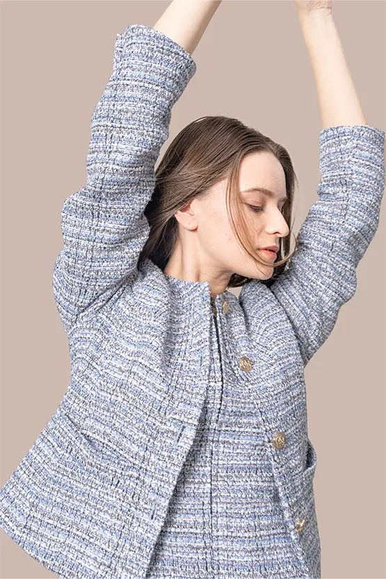 ブークレーツイード】ジップアップワンピース– kay me