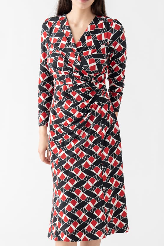 タグ付き kay me ドレープデザイン膝丈ワンピース 13号 表起毛 タグ