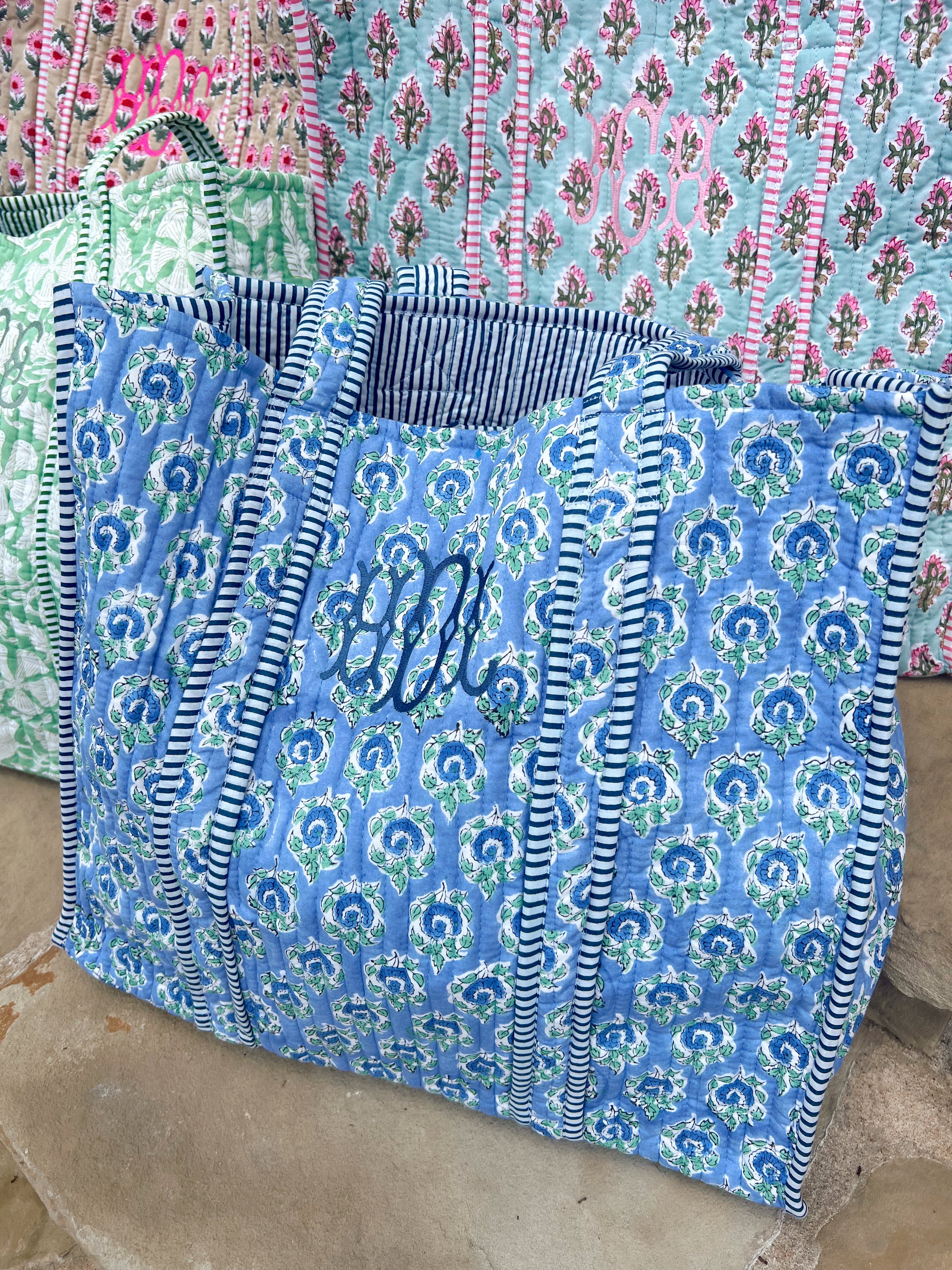 Quilted Block-Print Tote Bag – KenzKustomz