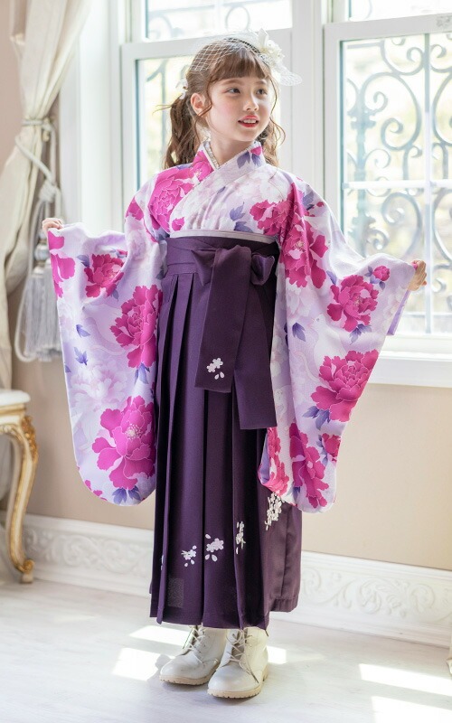 キャサリンコテージ 袴 110 紅桃着物×本紫袴 袴 165センチ キャサリン