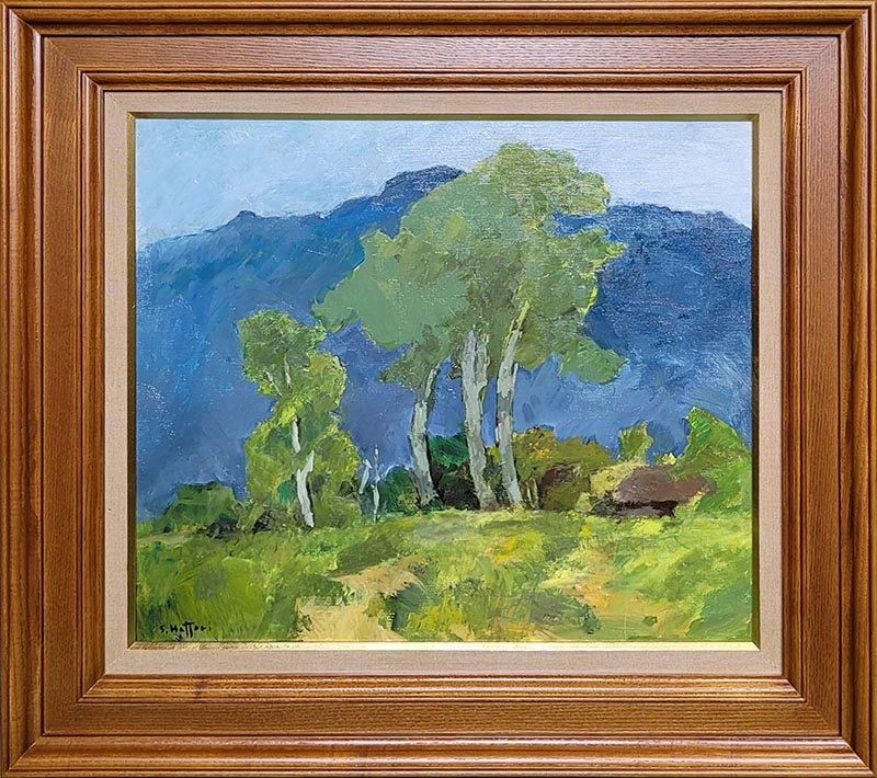 真作】藤井令太郎「窓辺」油彩8号兜屋画廊取扱作品春陽会会員椅子の画家