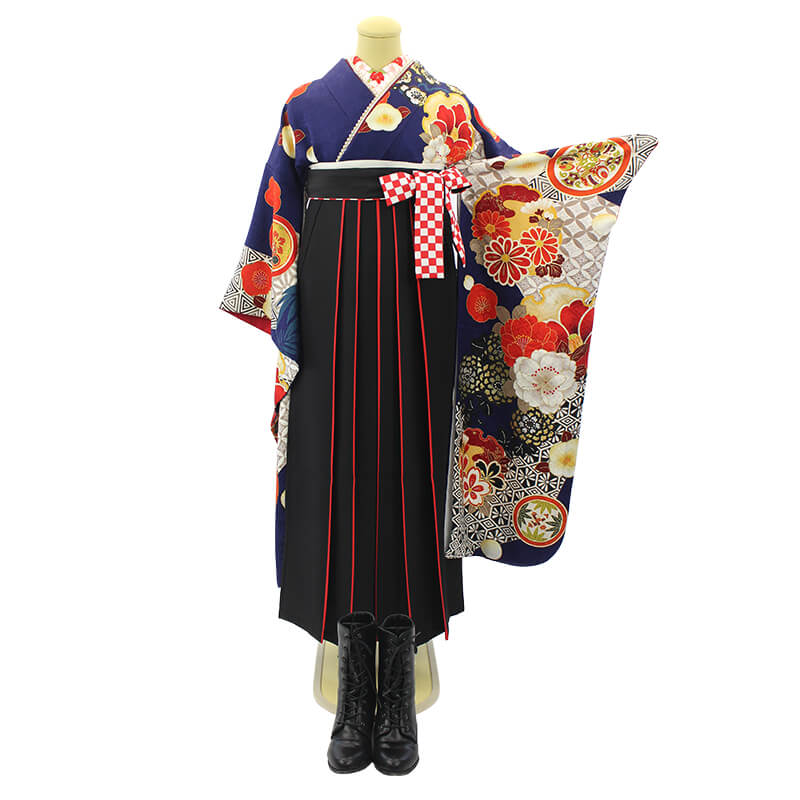 袴 単品 レンタル｜夢幻 袴 S・M・L・LLサイズ ｜黒 × レザー 袴