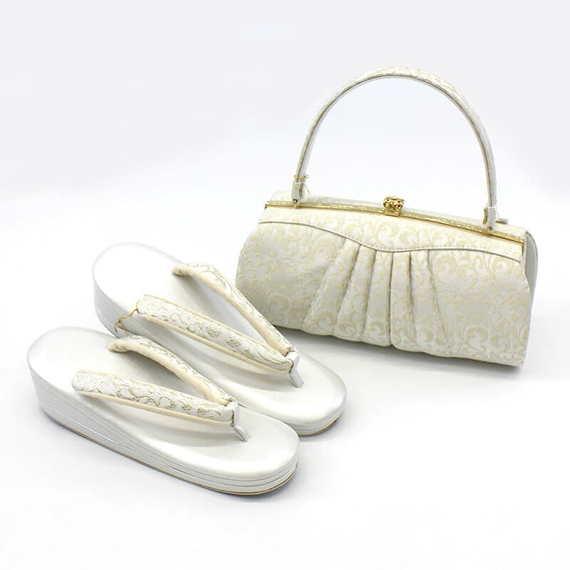 礼装 草履バッグ レンタル｜沙織 草履バッグセット 単品｜白金 唐草