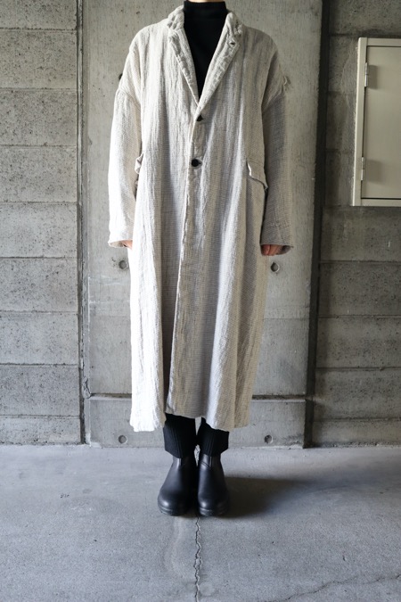 FIRMUM フィルマム / ロウシルク＆リネンチドリテーラードカラーコート