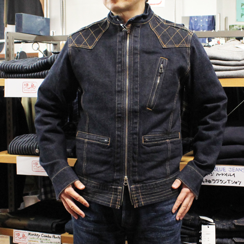 児島ジーンズケブラーデニムストレッチシングルジャケット