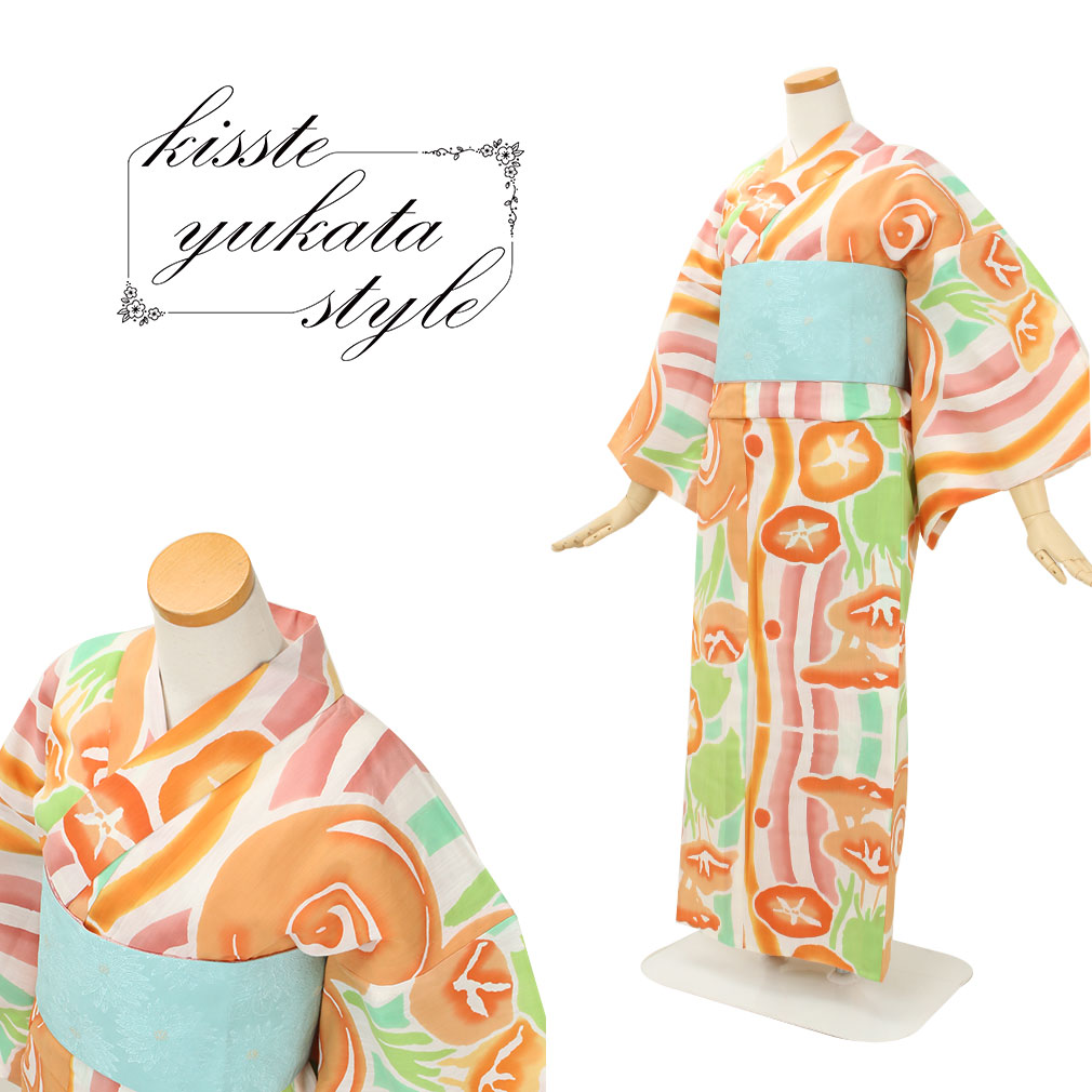 浴衣 単品 《tsumori chisato》お仕立て上がり浴衣 ＜オレンジ／朝顔