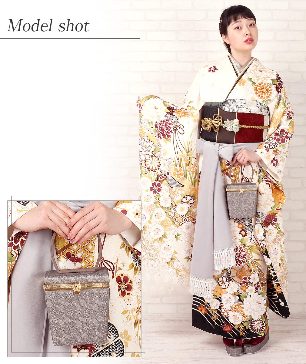 成人式 草履バックセット 振袖 Lサイズ レース模様 ハイヒール