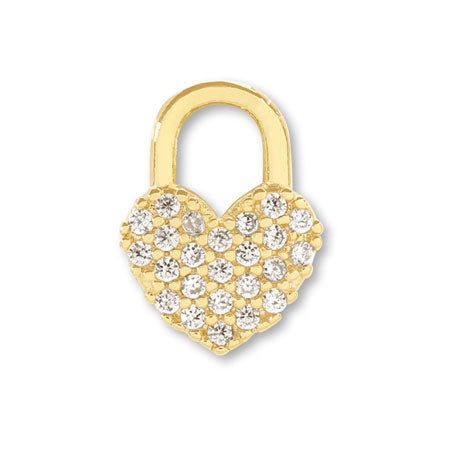 チャーム キュービックジルコニア 南京錠 プチハート ゴールド – 貴和