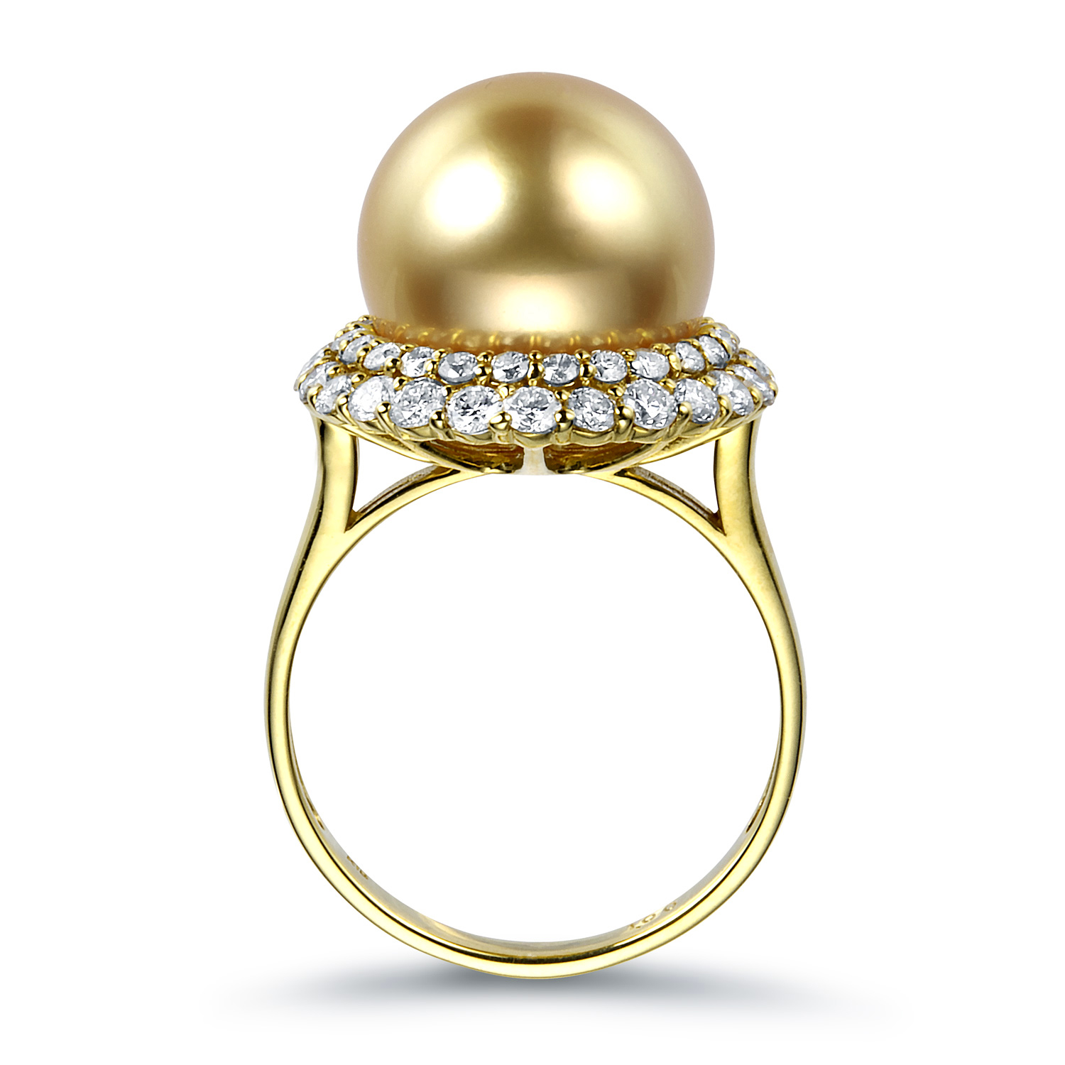 オーロラ茶金 K18 南洋ゴールドパール リング（12.1ミリ D1.00ct・無